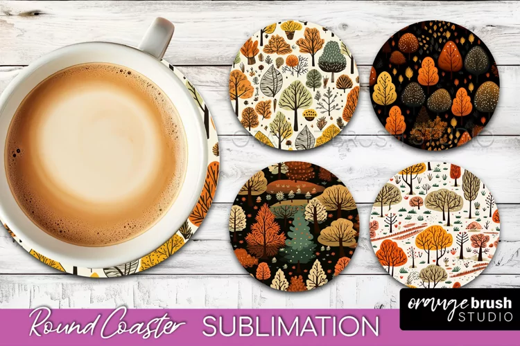 Fall Round Coasters - Autumn Forest Coaster Sublimation