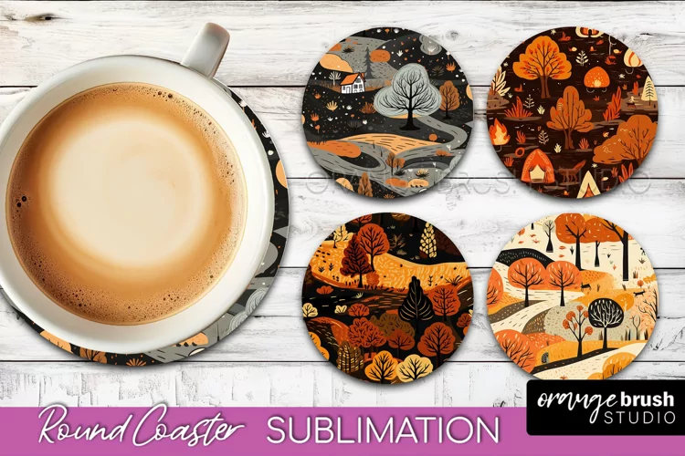 Fall Round Coasters - Autumn Forest Coaster Sublimation