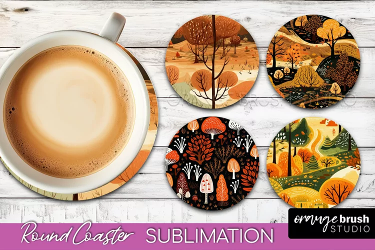Fall Round Coasters - Autumn Forest Coaster Sublimation
