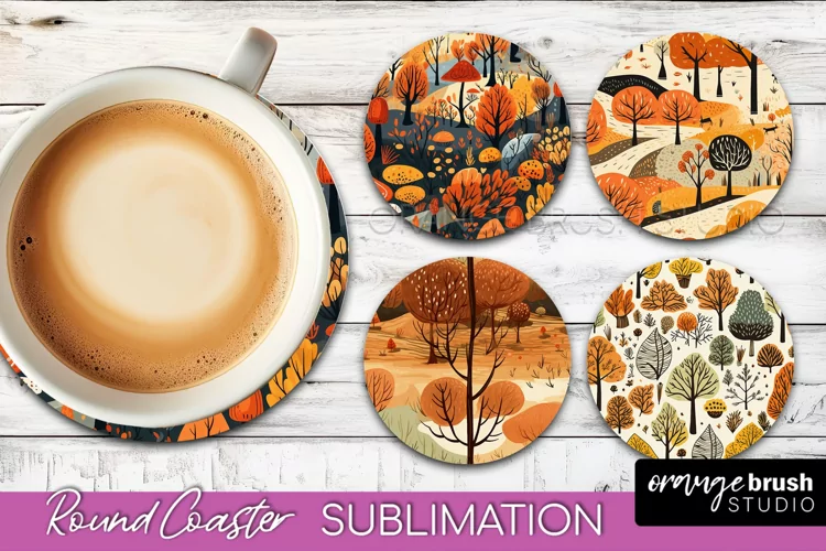 Fall Round Coasters - Autumn Forest Coaster Sublimation