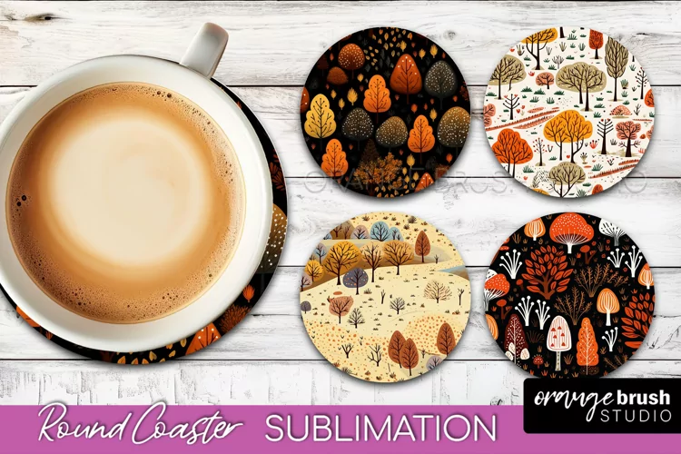 Fall Round Coasters - Autumn Forest Coaster Sublimation