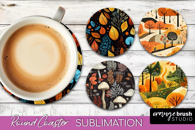 Fall Round Coasters - Autumn Forest Coaster Sublimation