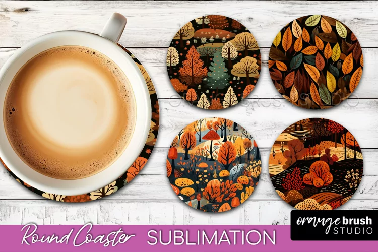 Fall Round Coasters - Autumn Forest Coaster Sublimation