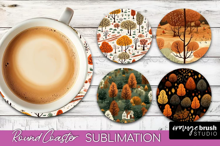 Fall Round Coasters - Autumn Forest Coaster Sublimation
