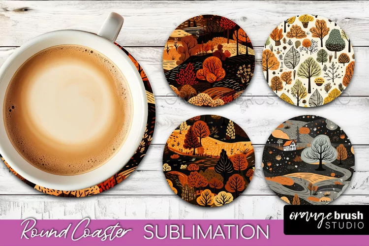 Fall Round Coasters - Autumn Forest Coaster Sublimation