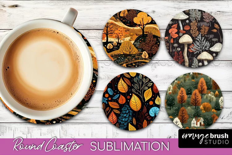 Fall Round Coasters - Autumn Forest Coaster Sublimation