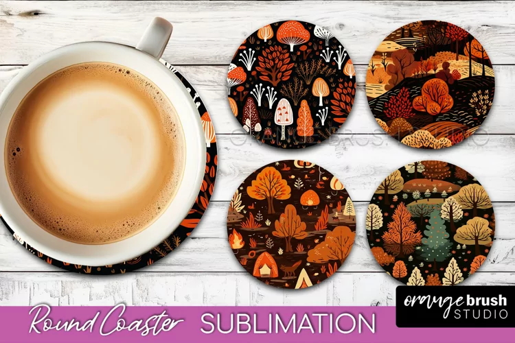 Fall Round Coasters - Autumn Forest Coaster Sublimation