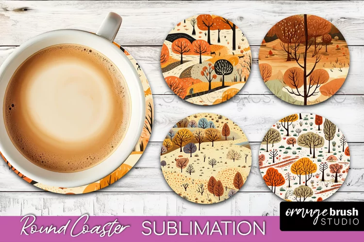 Fall Round Coasters - Autumn Forest Coaster Sublimation