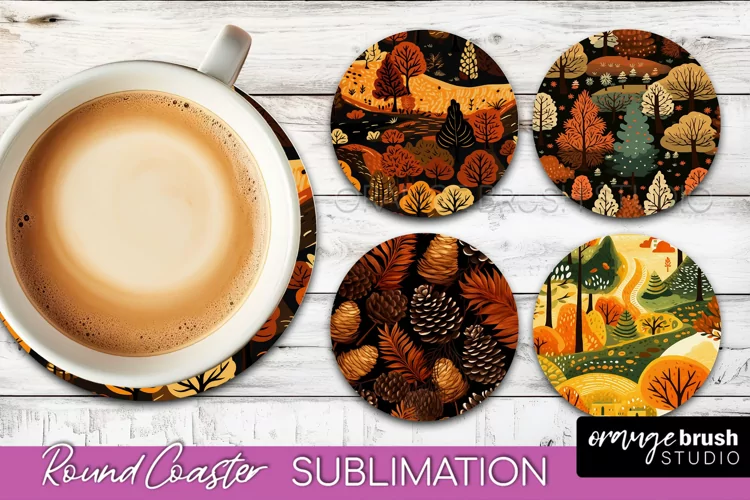 Fall Round Coasters - Autumn Forest Coaster Sublimation