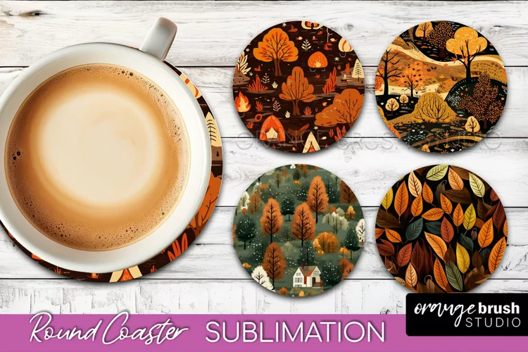 Fall Round Coasters - Autumn Forest Coaster Sublimation