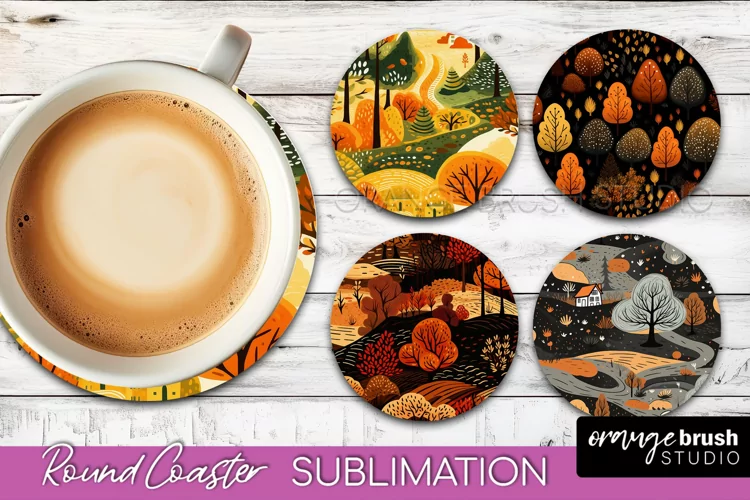 Fall Round Coasters - Autumn Forest Coaster Sublimation