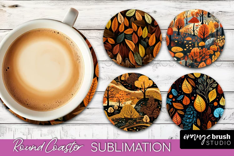 Fall Round Coasters - Autumn Forest Coaster Sublimation