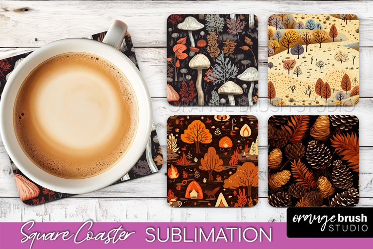 Fall Square Coasters - Autumn Forest Coaster Sublimation example image 1