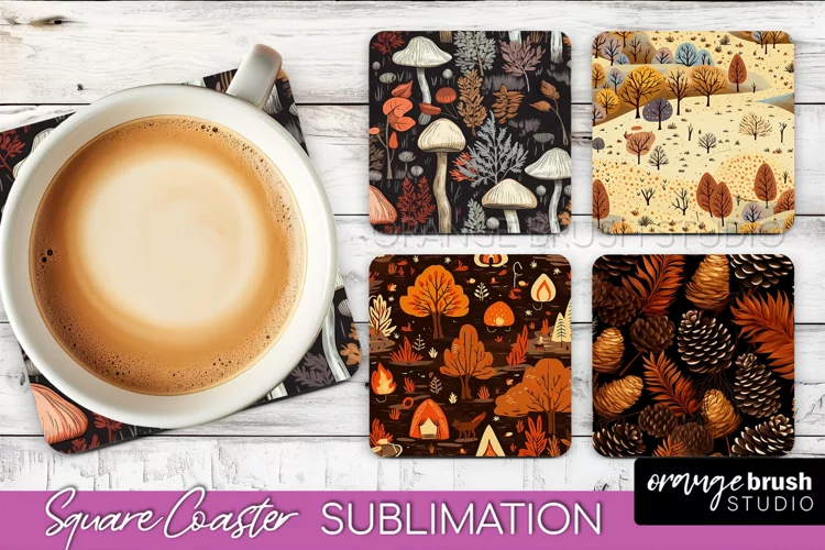 Fall Square Coasters - Autumn Forest Coaster Sublimation