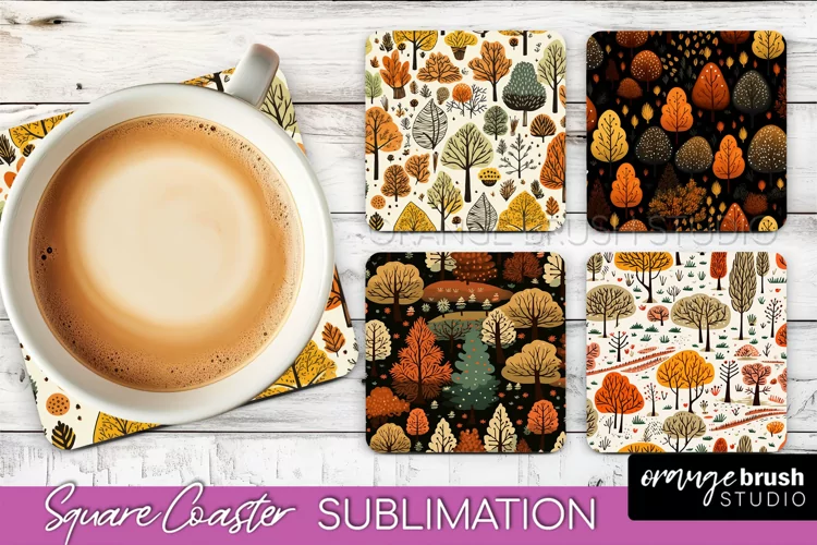 Fall Square Coasters - Autumn Forest Coaster Sublimation