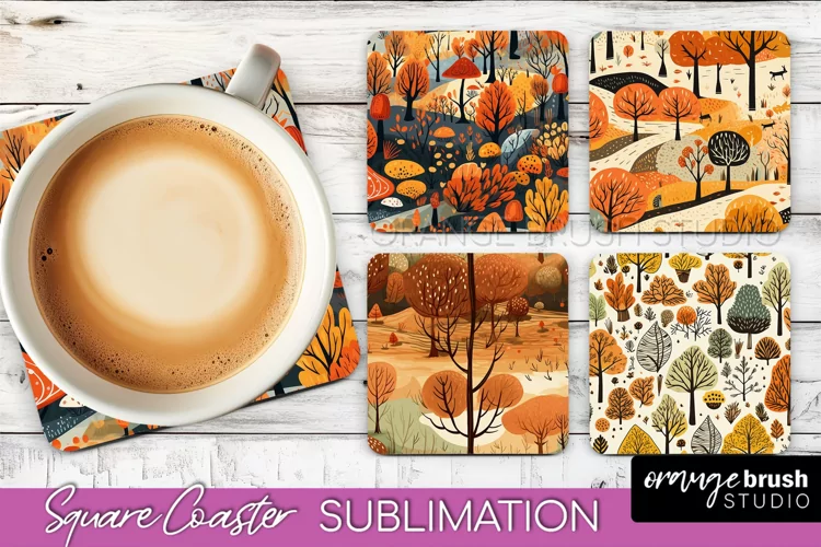 Fall Square Coasters - Autumn Forest Coaster Sublimation