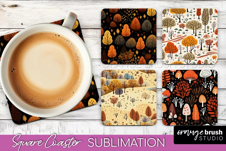 Fall Square Coasters - Autumn Forest Coaster Sublimation