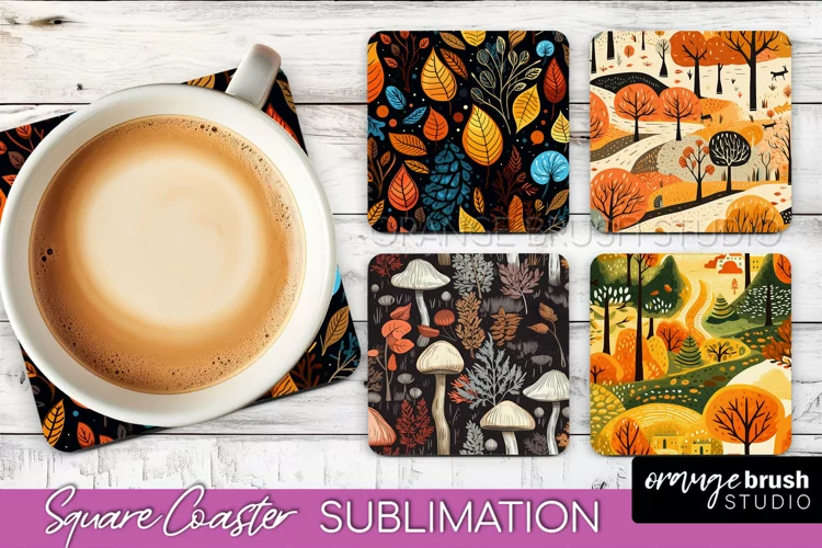 Fall Square Coasters - Autumn Forest Coaster Sublimation