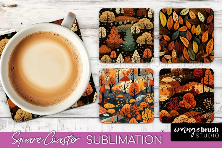 Fall Square Coasters - Autumn Forest Coaster Sublimation
