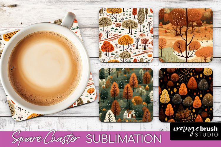 Fall Square Coasters - Autumn Forest Coaster Sublimation example image 1