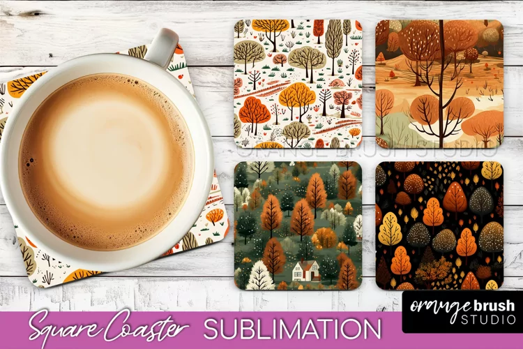 Fall Square Coasters - Autumn Forest Coaster Sublimation