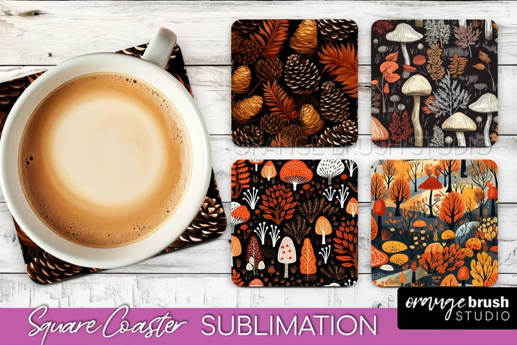 Fall Square Coasters - Autumn Forest Coaster Sublimation