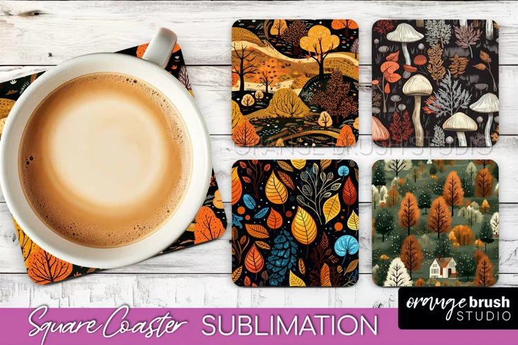 Fall Square Coasters - Autumn Forest Coaster Sublimation