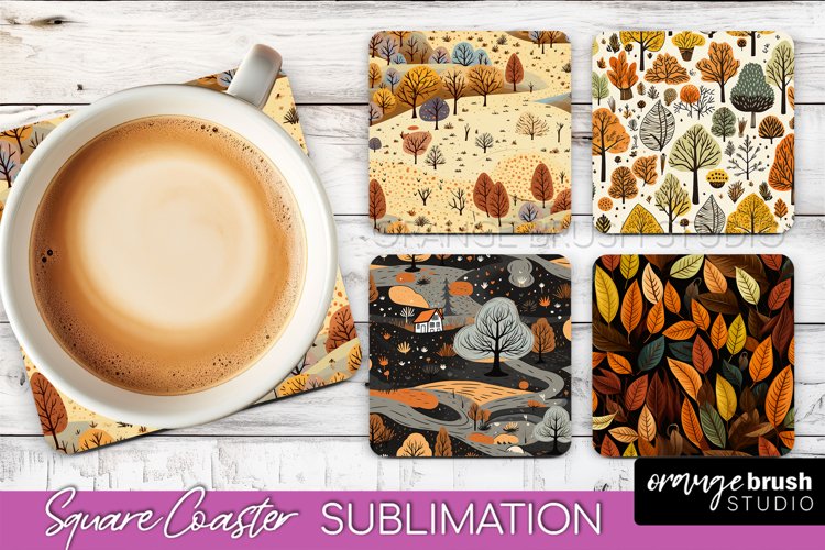 Fall Square Coasters - Autumn Forest Coaster Sublimation example image 1