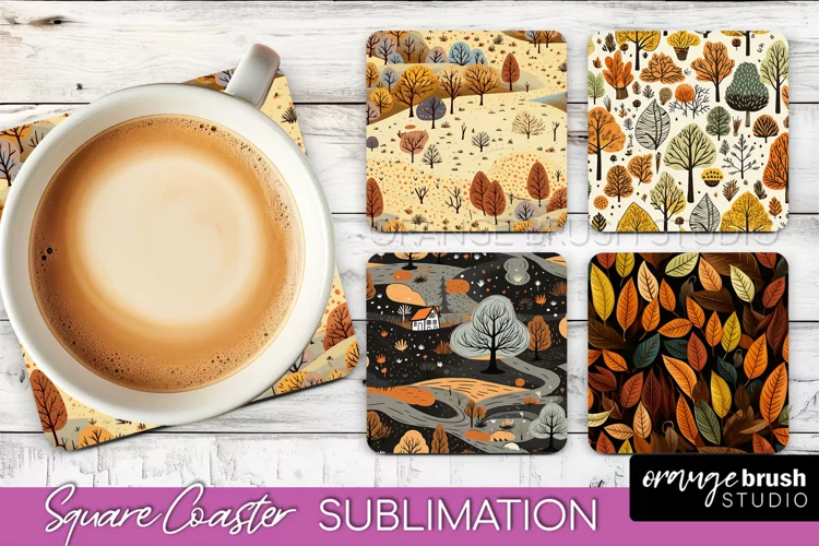 Fall Square Coasters - Autumn Forest Coaster Sublimation
