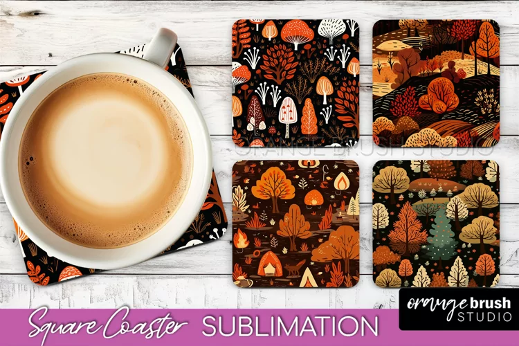 Fall Square Coasters - Autumn Forest Coaster Sublimation