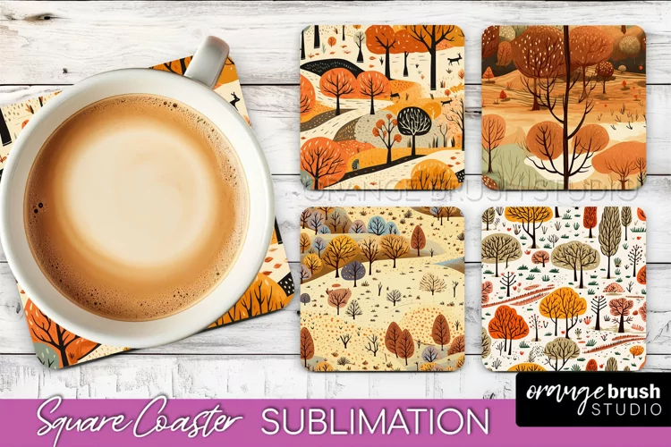 Fall Square Coasters - Autumn Forest Coaster Sublimation