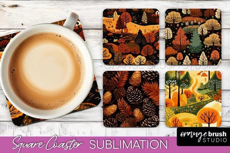 Fall Square Coasters - Autumn Forest Coaster Sublimation