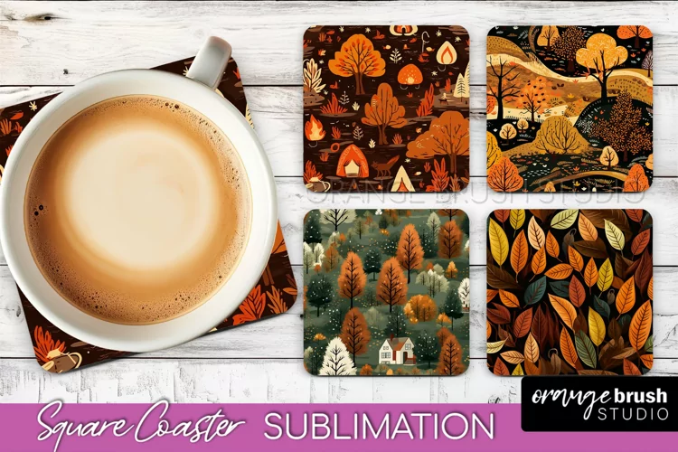 Fall Square Coasters - Autumn Forest Coaster Sublimation