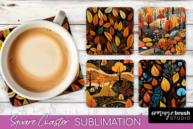 Fall Square Coasters - Autumn Forest Coaster Sublimation