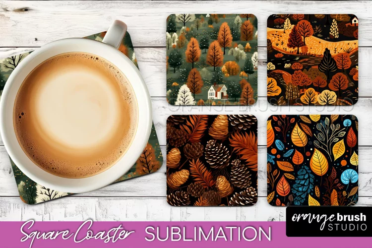Fall Square Coasters - Autumn Forest Coaster Sublimation