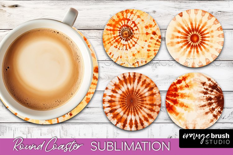 Autumn Tie Dye Round Coaster - Fall Coaster Sublimation
