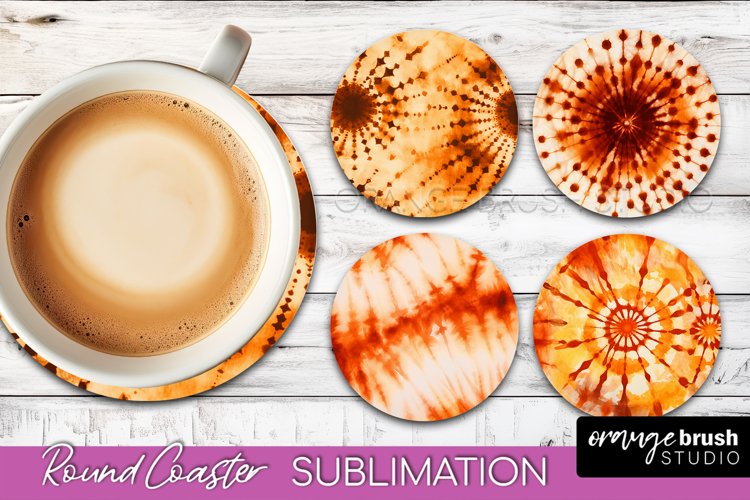 Autumn Tie Dye Round Coaster - Fall Coaster Sublimation
