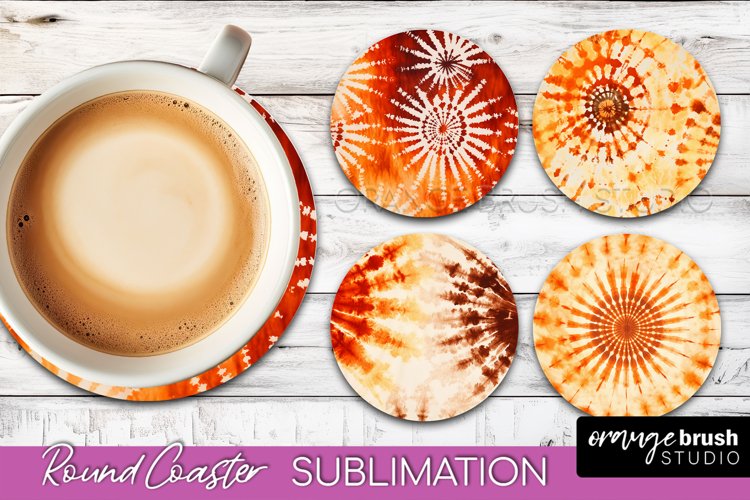 Autumn Tie Dye Round Coaster - Fall Coaster Sublimation