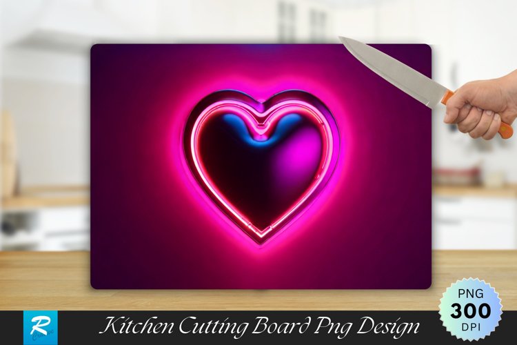 3D Heart Cutting Board PNG Design example image 1