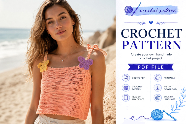 Butterfly Crochet Tank Top Pattern PDF