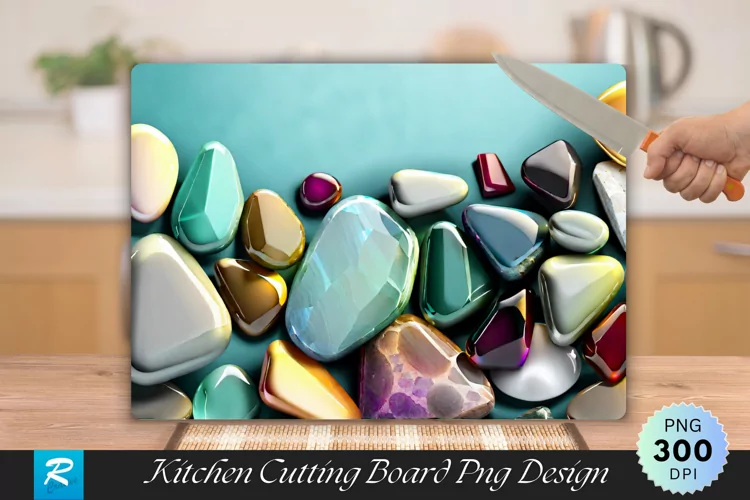 Multicolor Stones Cutting Board Sublimation Design