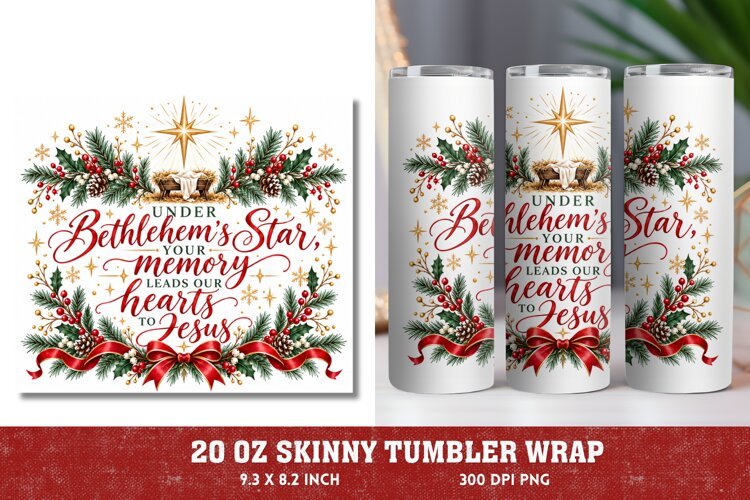 Emmanuel Christmas Tumbler Wrap, Christian Christmas 20oz Tu example image 1