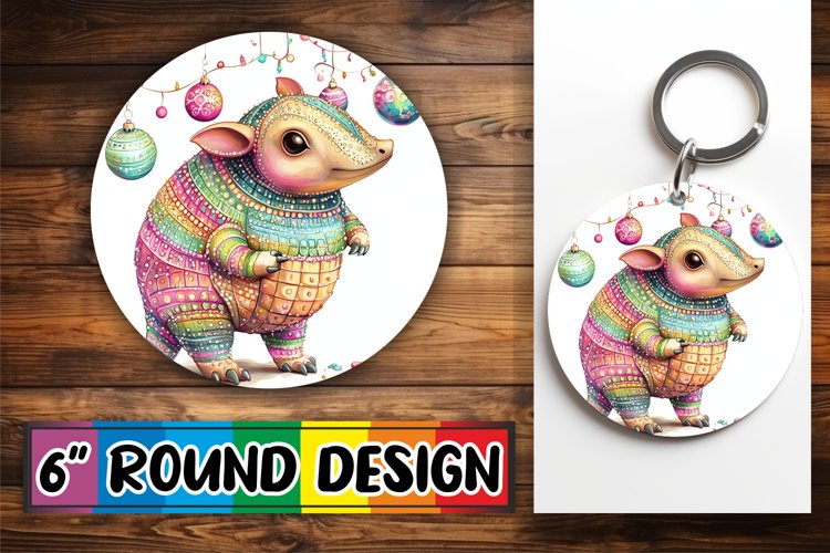 Cute Round Design Coaster Template , Xmas example image 1