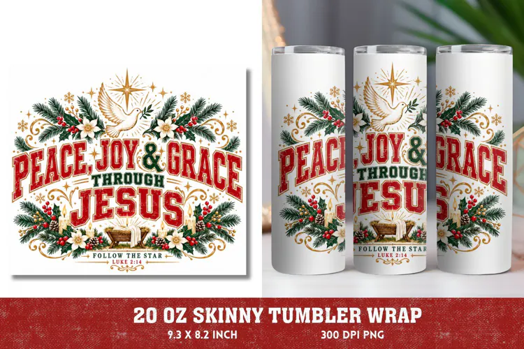 Grace Came Down at Christmas Tumbler Wrap, Christian Nativit