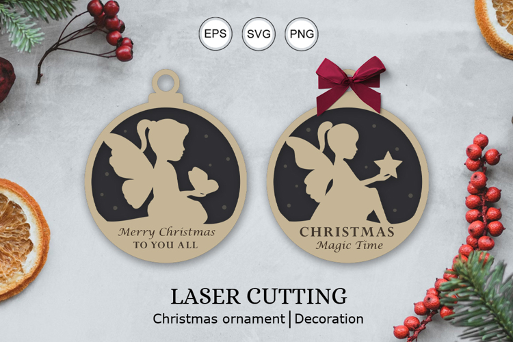 Fairy Silhouette ornaments Laser SVG / Christmas ornaments