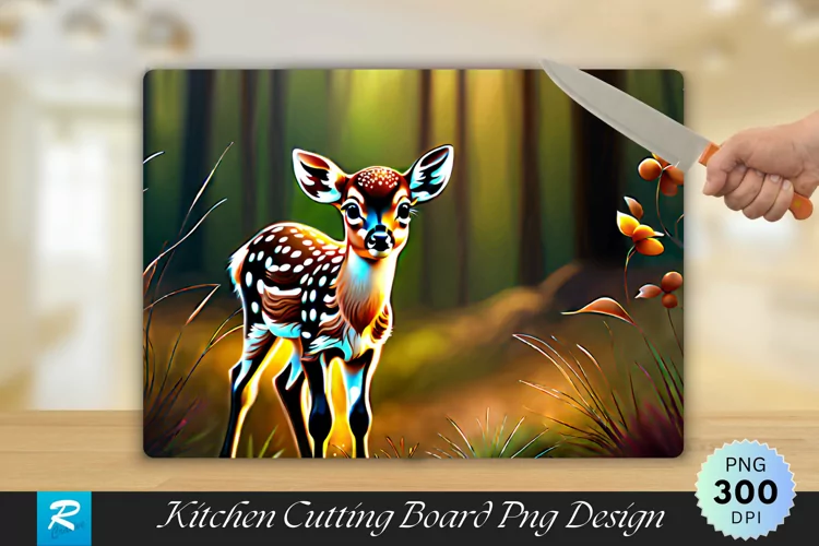 Cute Baby Deer Cutting Board Sublimation Design