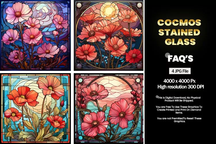 Stained Glass Cosmos Square Coaster - 04 Variations