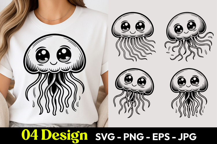 Kawaii Jellyfish SVG PNG