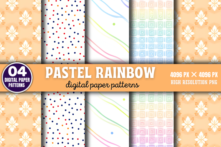 Pastel Rainbow Background Digital Paper PNG