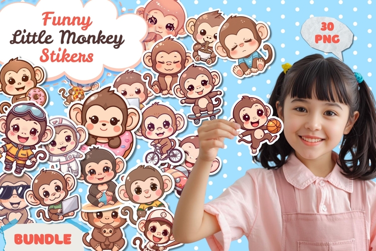 Funny Little Monkey Stickers Bundle